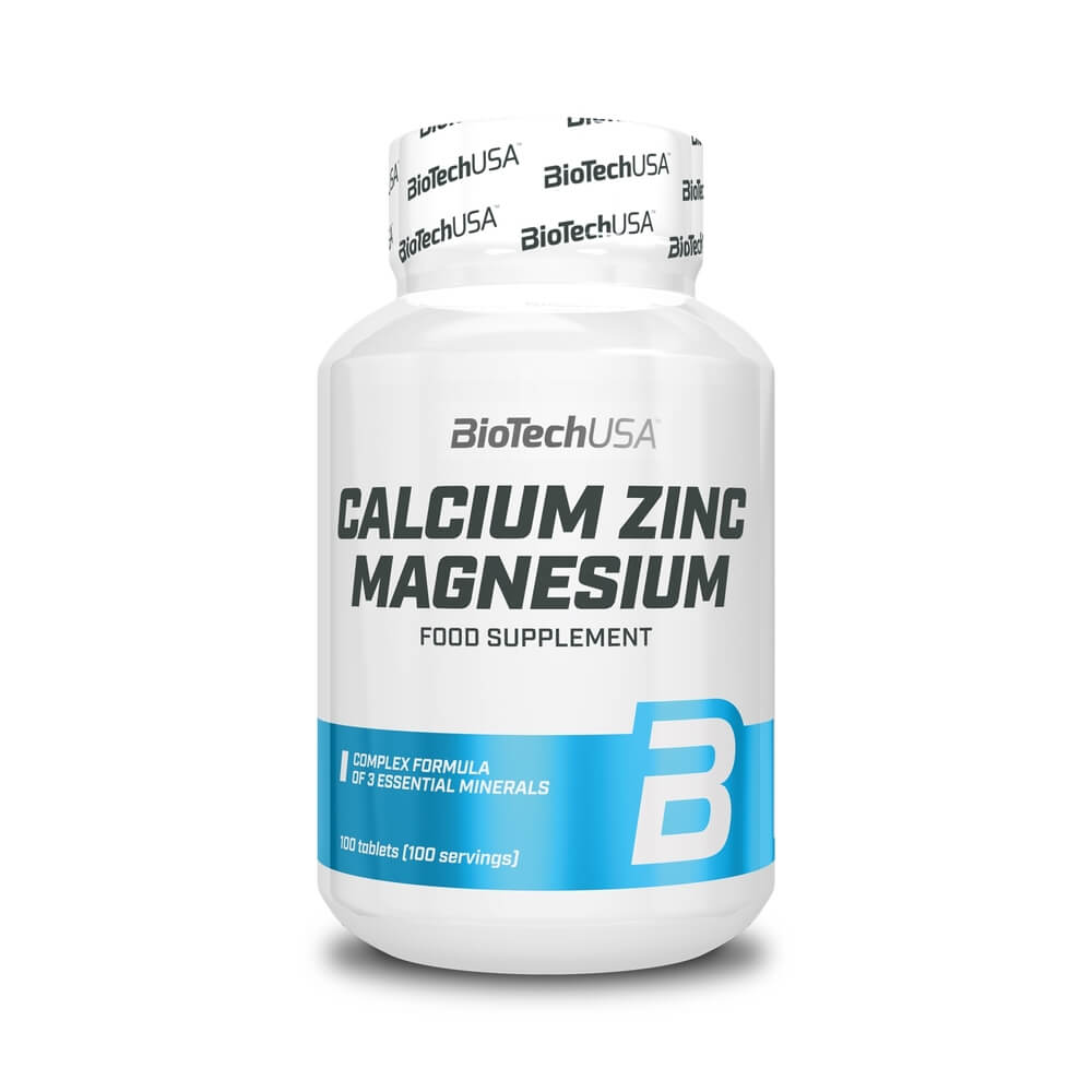 Tjek Calcium Zink Magnesium, 100 tabletter, BioTech USA på SportGymButiken.