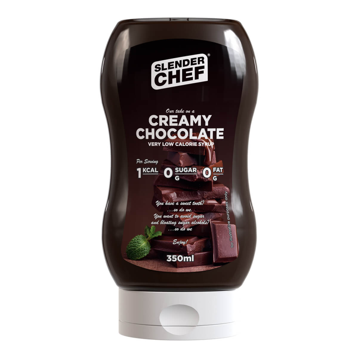 Tjek Creamy Chocolate Sirup, 350 ml, Slender Chef på SportGymButikken.dk