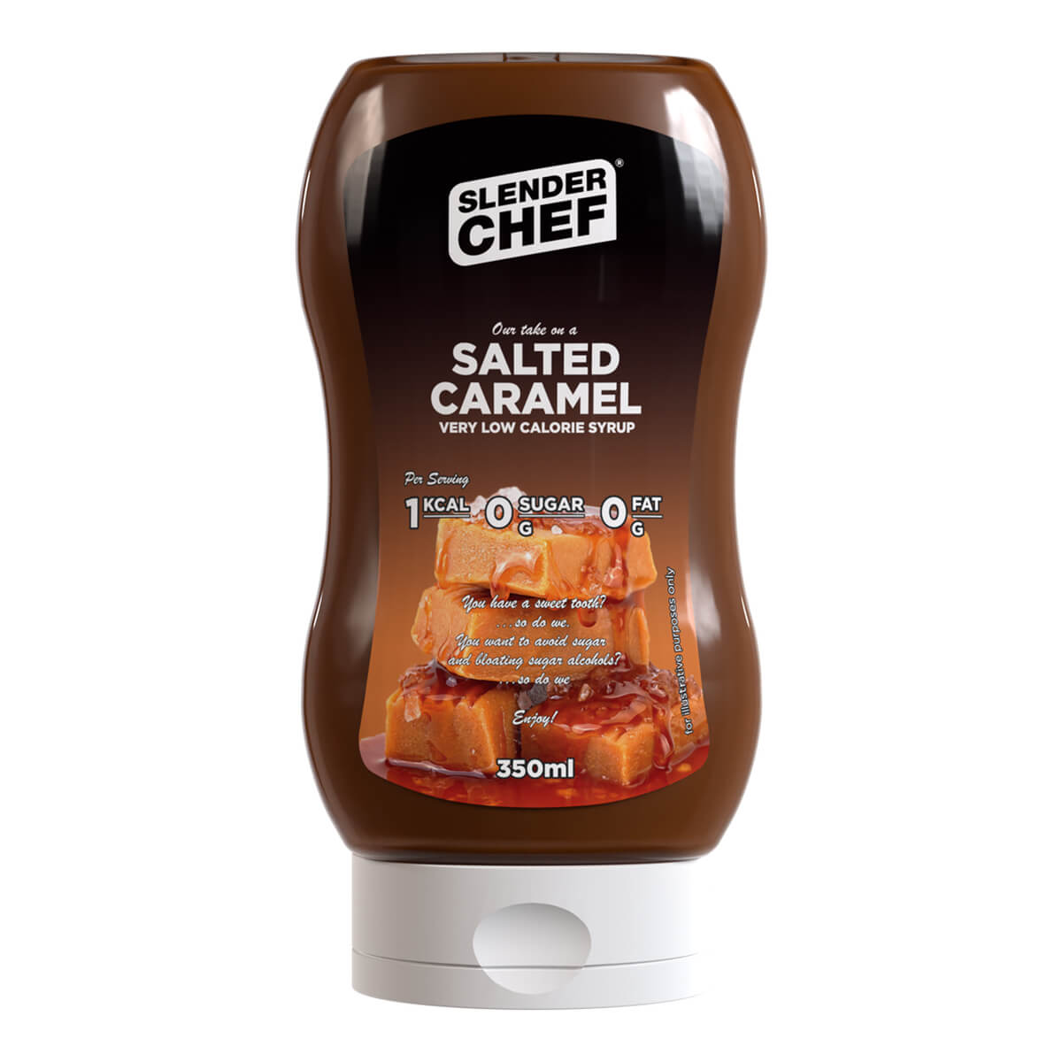 Tjek Salted Caramel Sirup, 350 ml, Slender Chef på SportGymButikken.dk