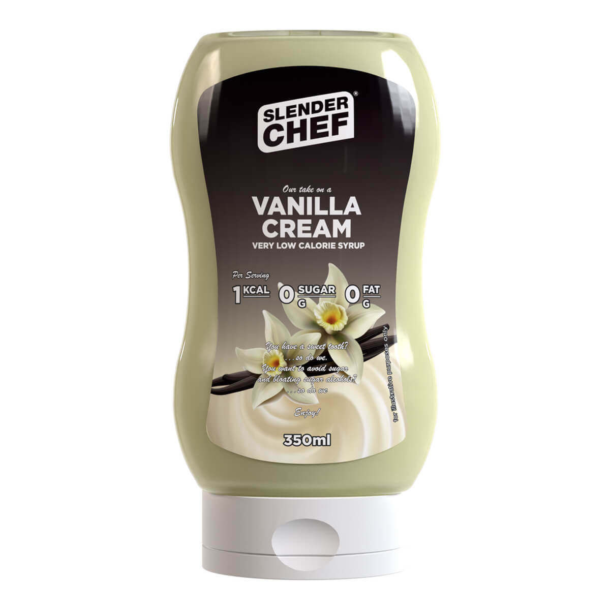 Tjek Vanilla Cream Sirup, 350 ml, Slender Chef på SportGymButikken.dk