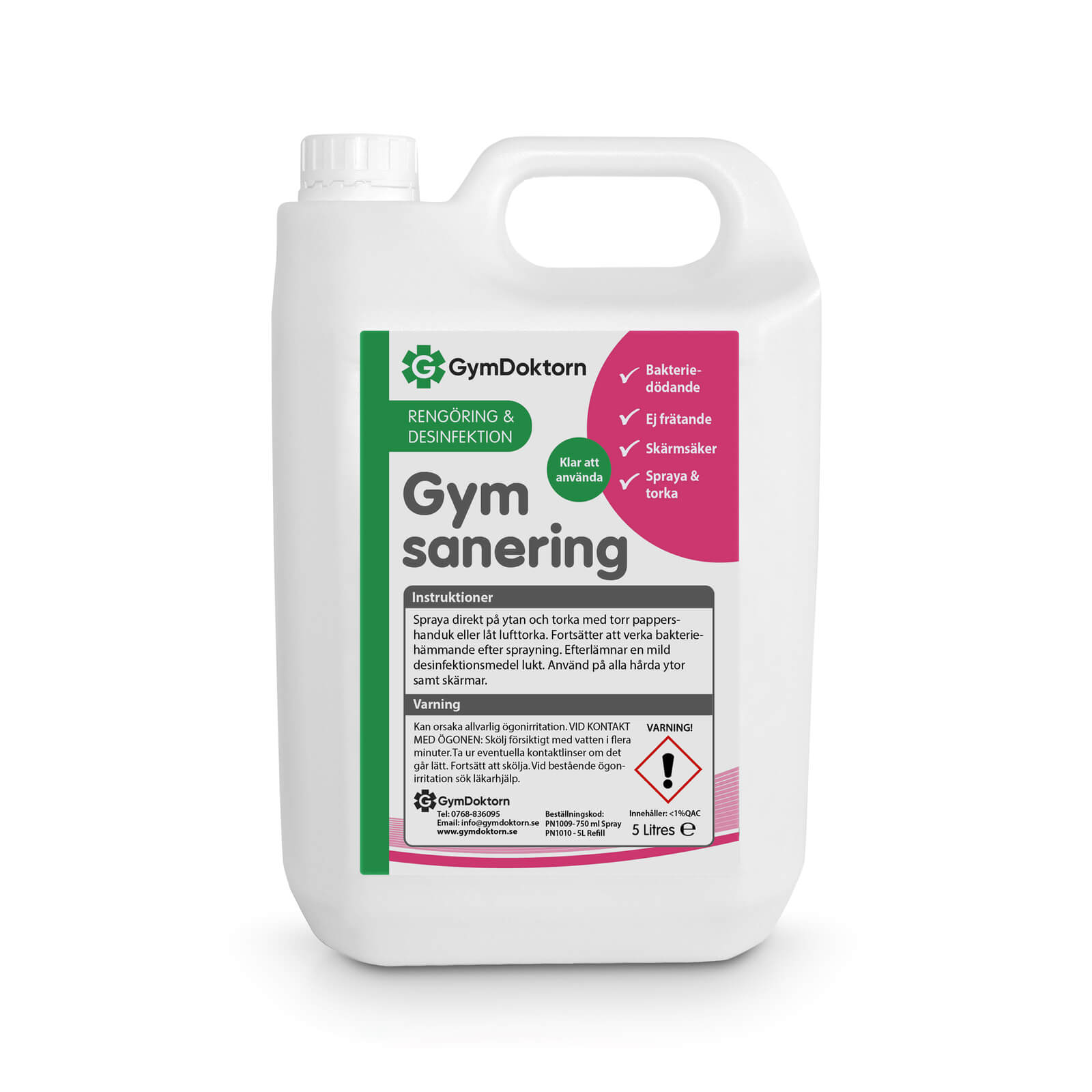 Tjek GymSpray, 5 L refill, GymDoctor på SportGymButikken.dk