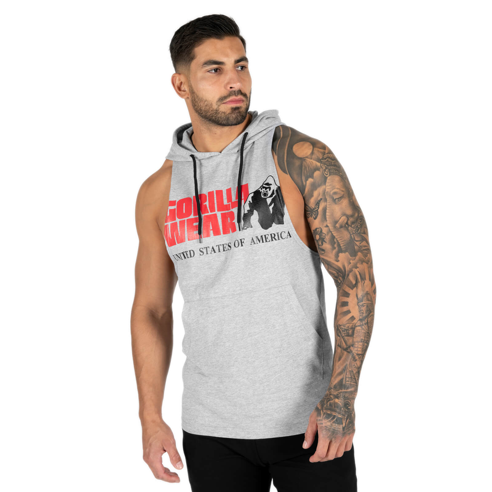 Tjek Rogers Hooded Tank Top, gråmeleret, Gorilla Wear på SportGymButikken.dk