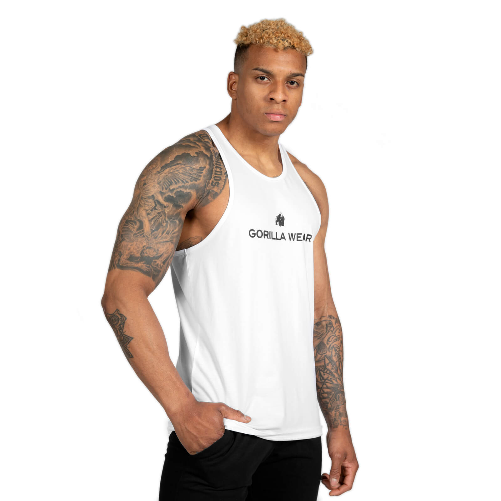 Carter Stretch Tank Top, white, Gorilla Wear