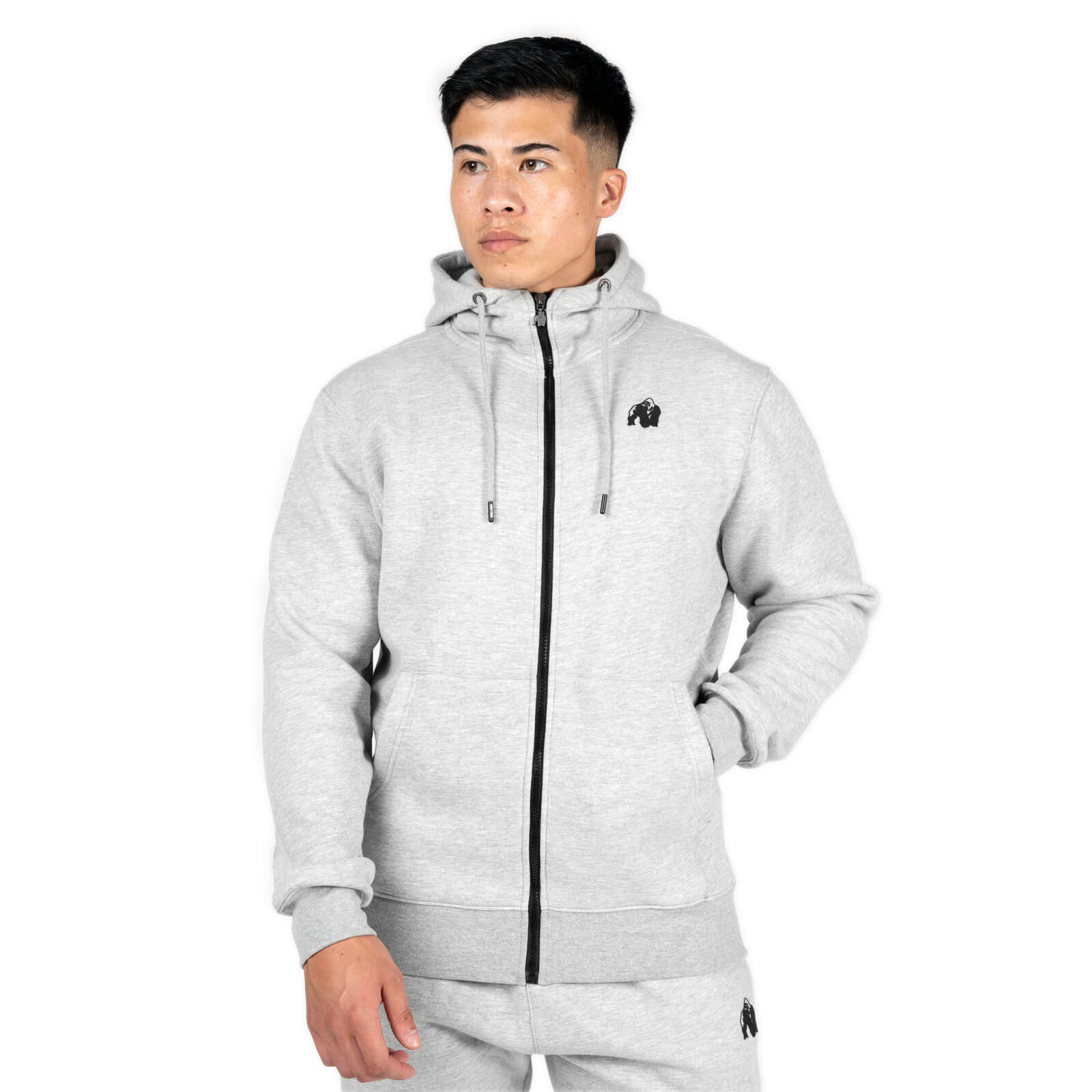 Tjek Kennewick Zipped Hoodie, grå, Gorilla Wear på SportGymButikken.dk