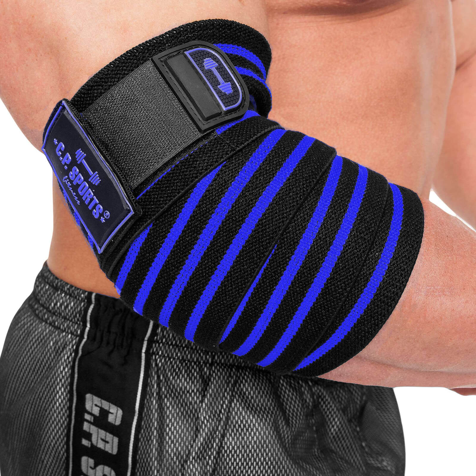 Tjek Elbow Wraps Pro, sort/blå, CP Sports på SportGymButikken.dk