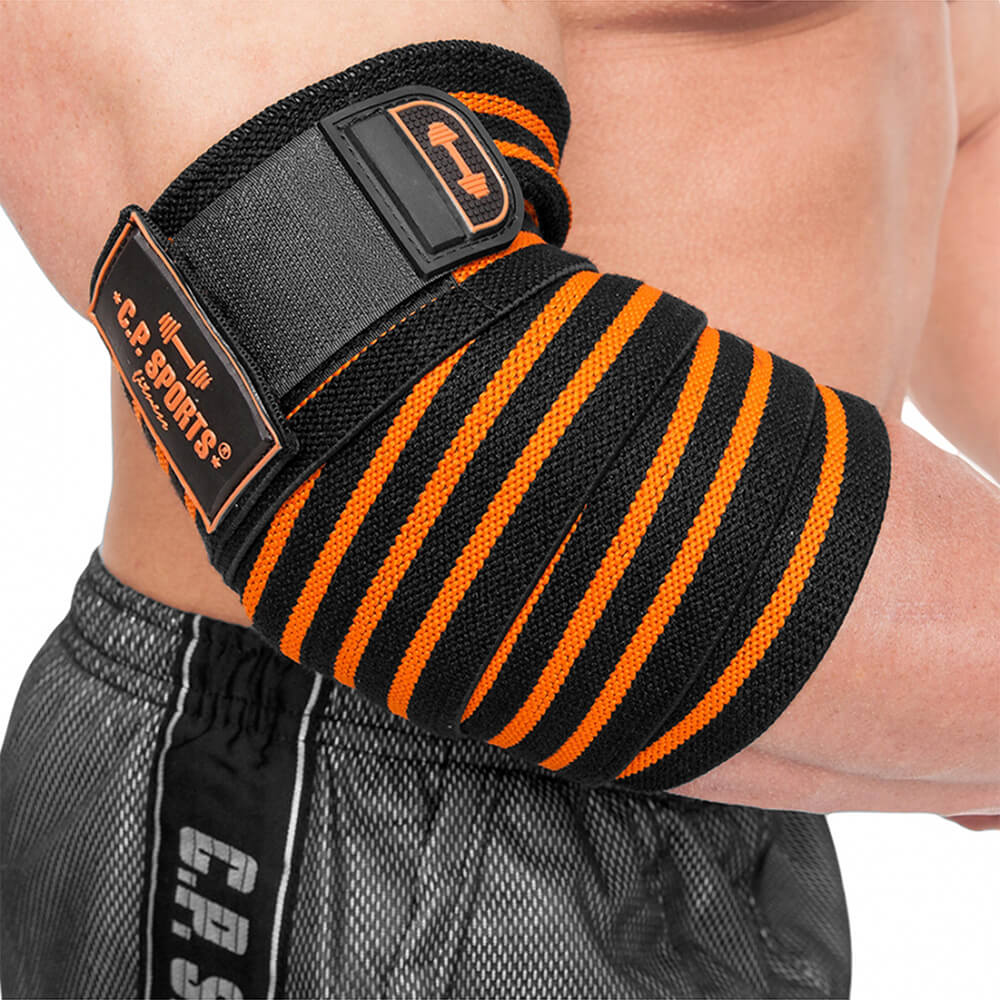 Tjek Elbow Wraps Pro, sort/orange, CP Sports på SportGymButikken.dk