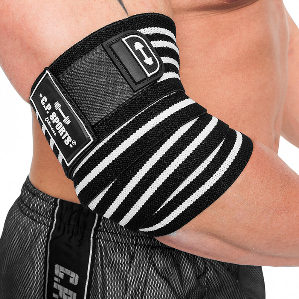 Tjek Elbow Wraps Pro, sort/hvid, CP Sports på SportGymButikken.dk