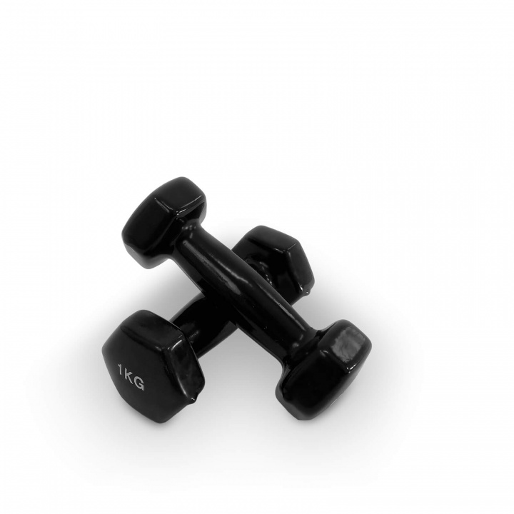 Se Vinyl Dumbbell Black, 2 x 1 kg, JTC Power på SportGymButikken.dk