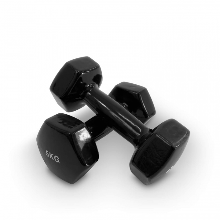 Se Vinyl Dumbbell Black, 2 x 5 kg, JTC Power på SportGymButikken.dk