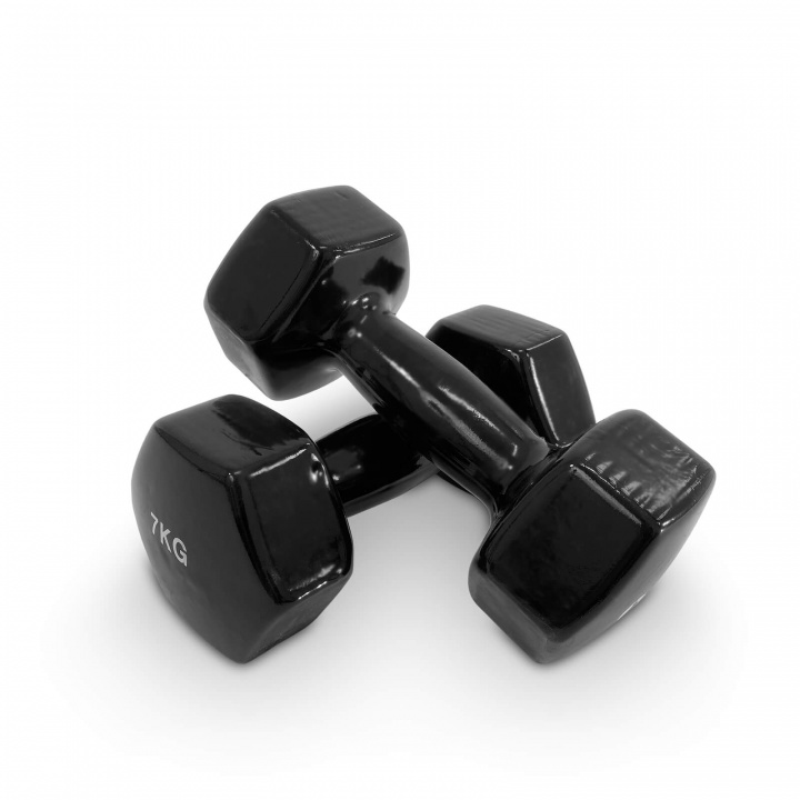 Se Vinyl Dumbbell Black, 2 x 7 kg, JTC Power på SportGymButikken.dk