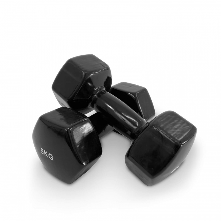 Se Vinyl Dumbbell Black, 2 x 9 kg, JTC Power på SportGymButikken.dk