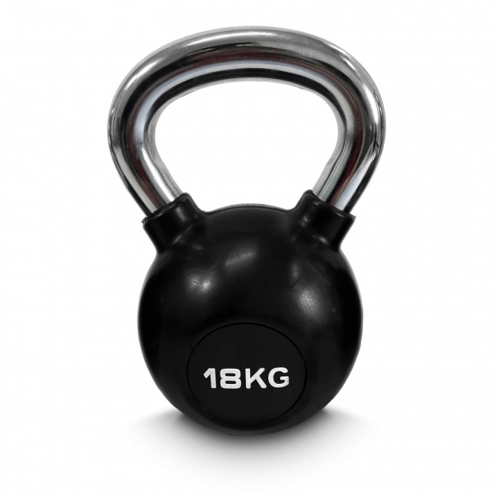 Tjek Kettlebell gummi/krom, 18 kg, JTC Power på SportGymButikken.dk