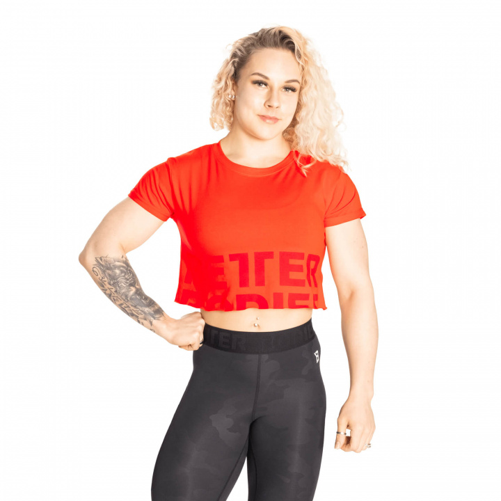 Tjek Astoria Cropped Tee, sunset red, Better Bodies på SportGymButikken.dk