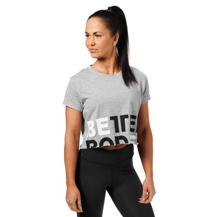 Tjek Astoria Cropped Tee, grå melange, Better Bodies på SportGymButikken.dk