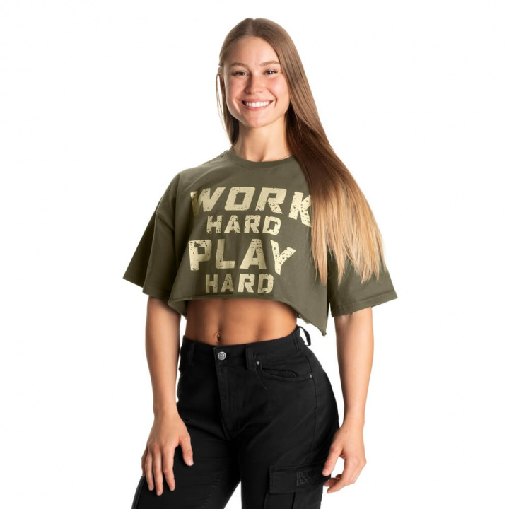 Work Hard Onesize Tee, washed green, Better Bodies i gruppen Dametøj / Overdele / T-shirts hos Sportgymbutikken.dk (BB-111134-664)