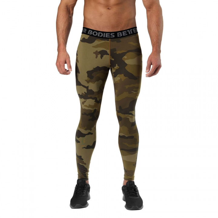 Tjek Hudson Logo Tights, mørkegrøn camo, Better Bodies på SportGymButiken.