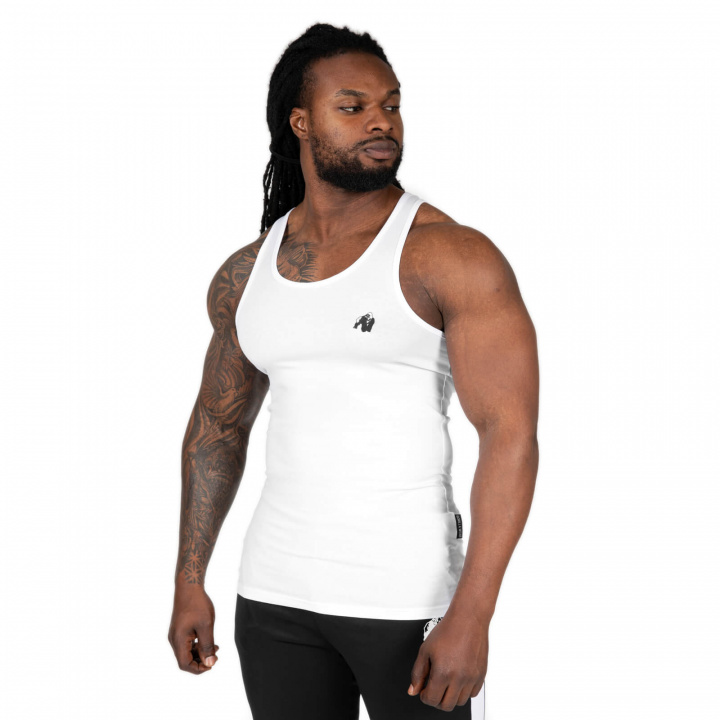 Tjek Adams Stretch Tank Top, hvid, Gorilla Wear hos SportGymButikken.dk