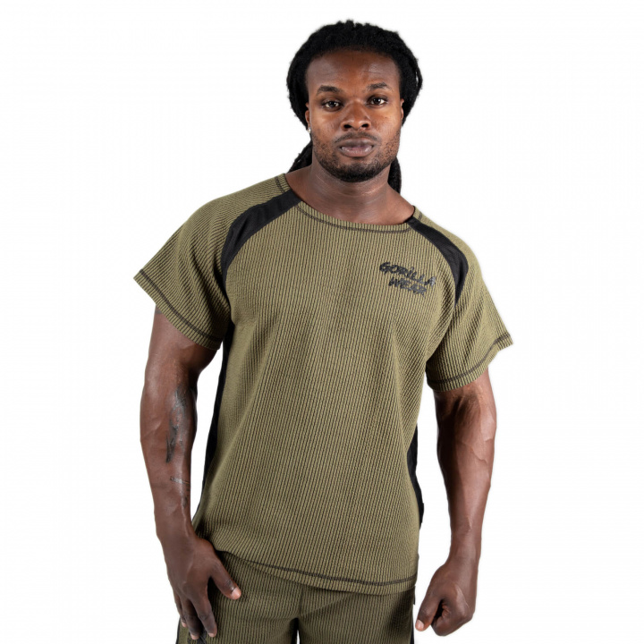 Tjek Augustine Old School Work Out Top, armygrøn, Gorilla Wear hos SportGy