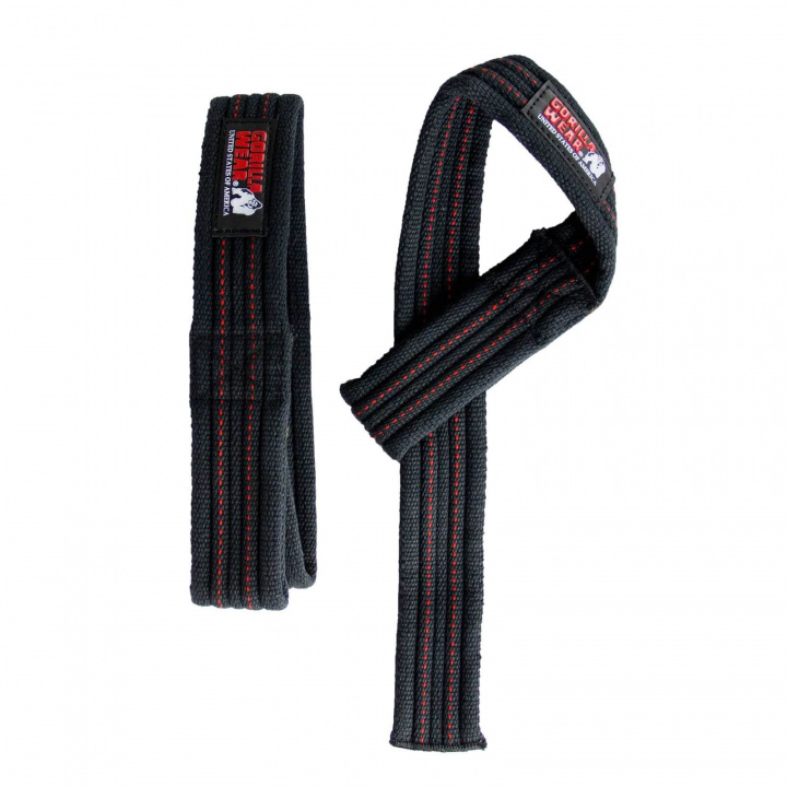 Se Hardcore Lifting Straps, sort/rød, Gorilla Wear på SportGymButikken.dk