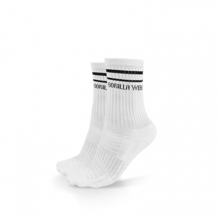 Tjek Gorilla Wear Crew Socks 2-Pack, hvid, Gorilla Wear på SportGymButikken.dk