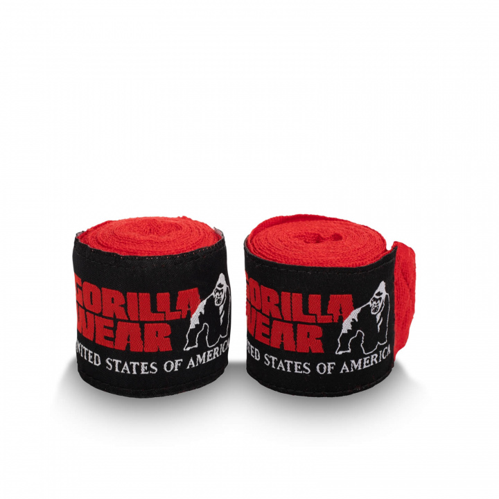 Tjek Boxing Hand Wraps, rød, Gorilla Wear på SportGymButikken.dk