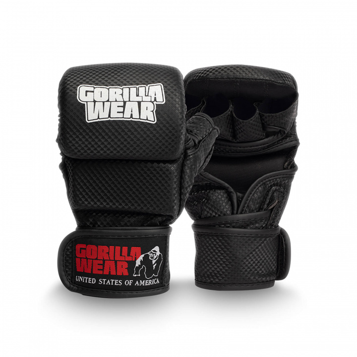 Tjek Ely MMA Sparring Gloves, sort/hvid, Gorilla Wear hos SportGymButiken.