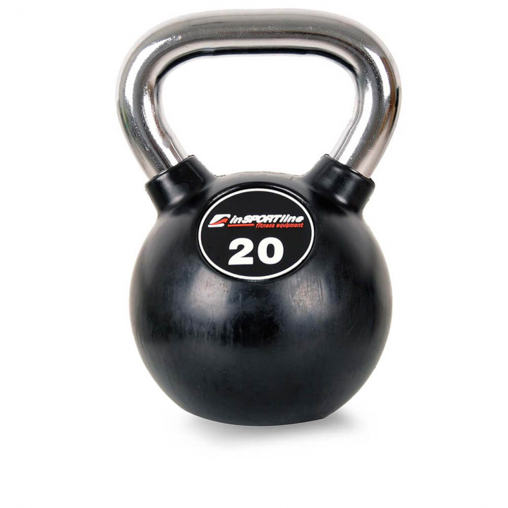 Tjek Kettlebell, gummi/krom 20 kg, inSPORTline på SportGymButikken.dk