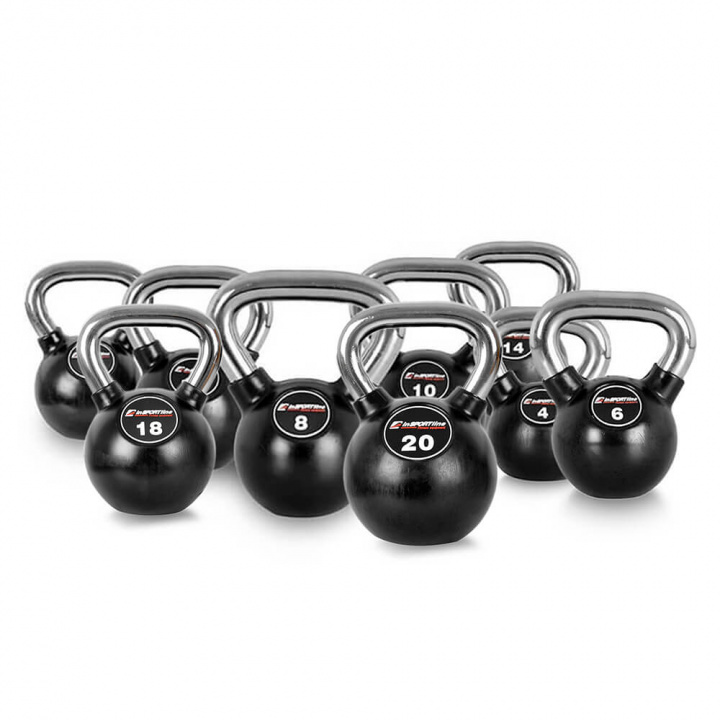 Tjek Kettlebells, gummi/krom, inSPORTline på SportGymButikken.dk