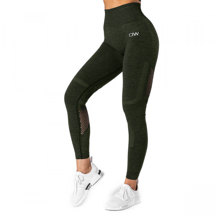 Tjek Queen Mesh Tights, green melange, ICANIWILL på SportGymButikken.dk