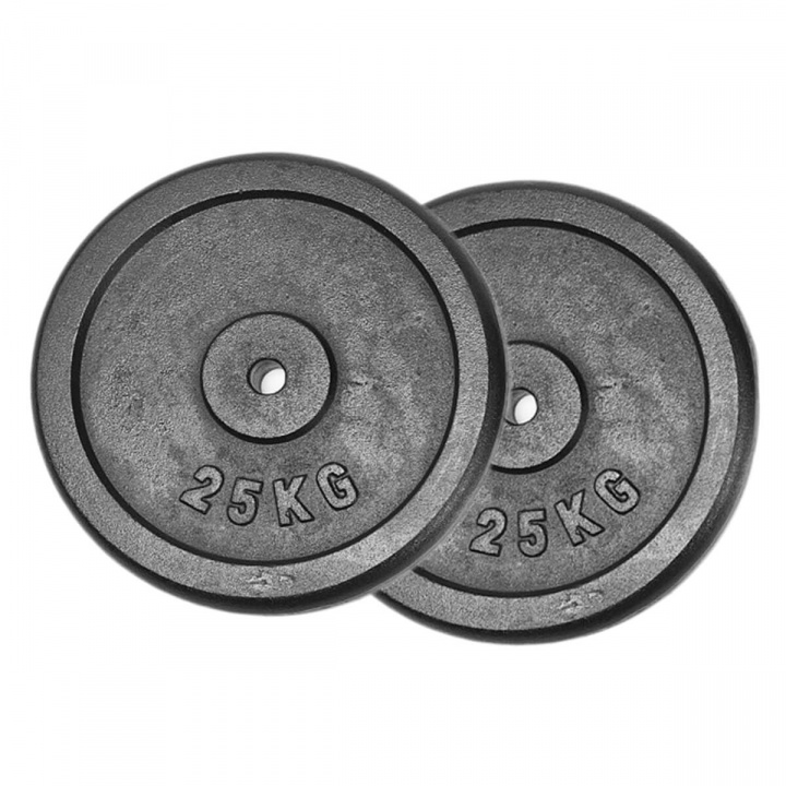 Tjek Vægtskiver Metal 25 mm. 2 x 25 kg hos SportGymButikken.dk