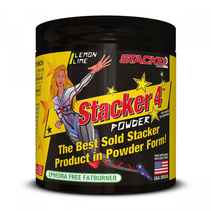 Tjek Stacker 4 Powder, 150 g, Lemon Lime på SportGymButikken.dk